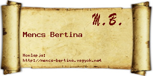 Mencs Bertina névjegykártya